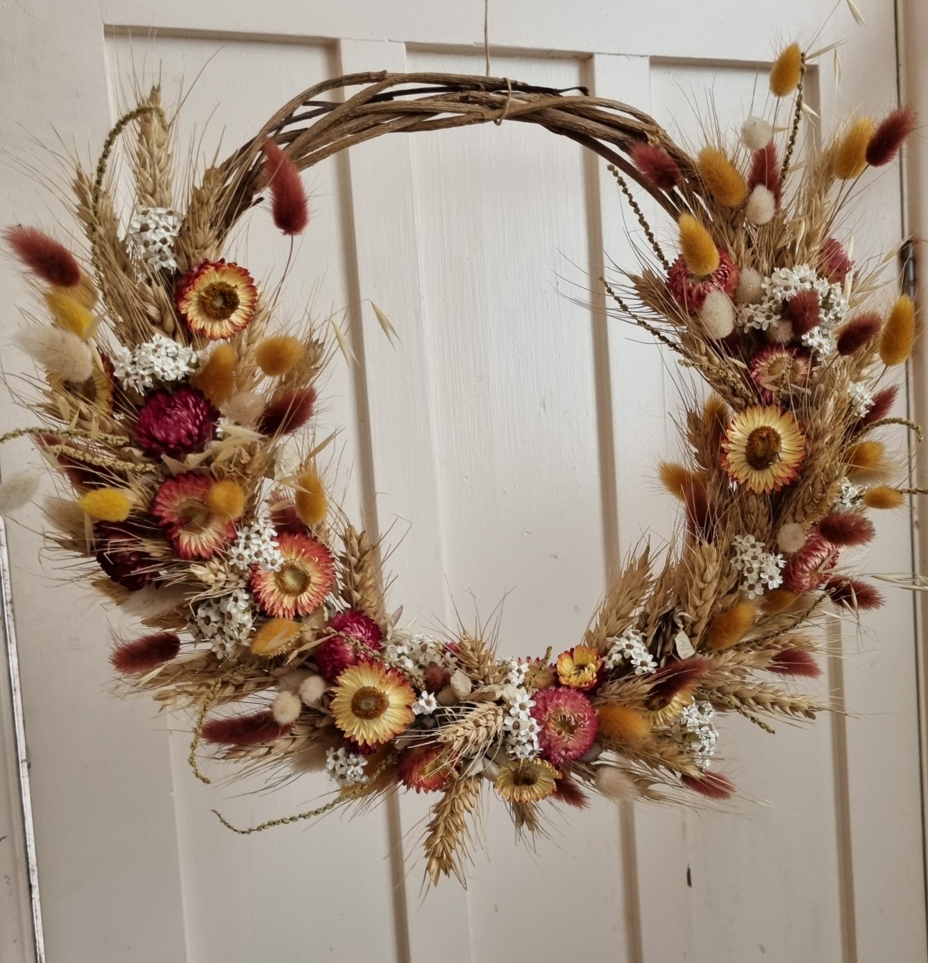 Autumn Sunset Dried Floral Wreath - Winged Large