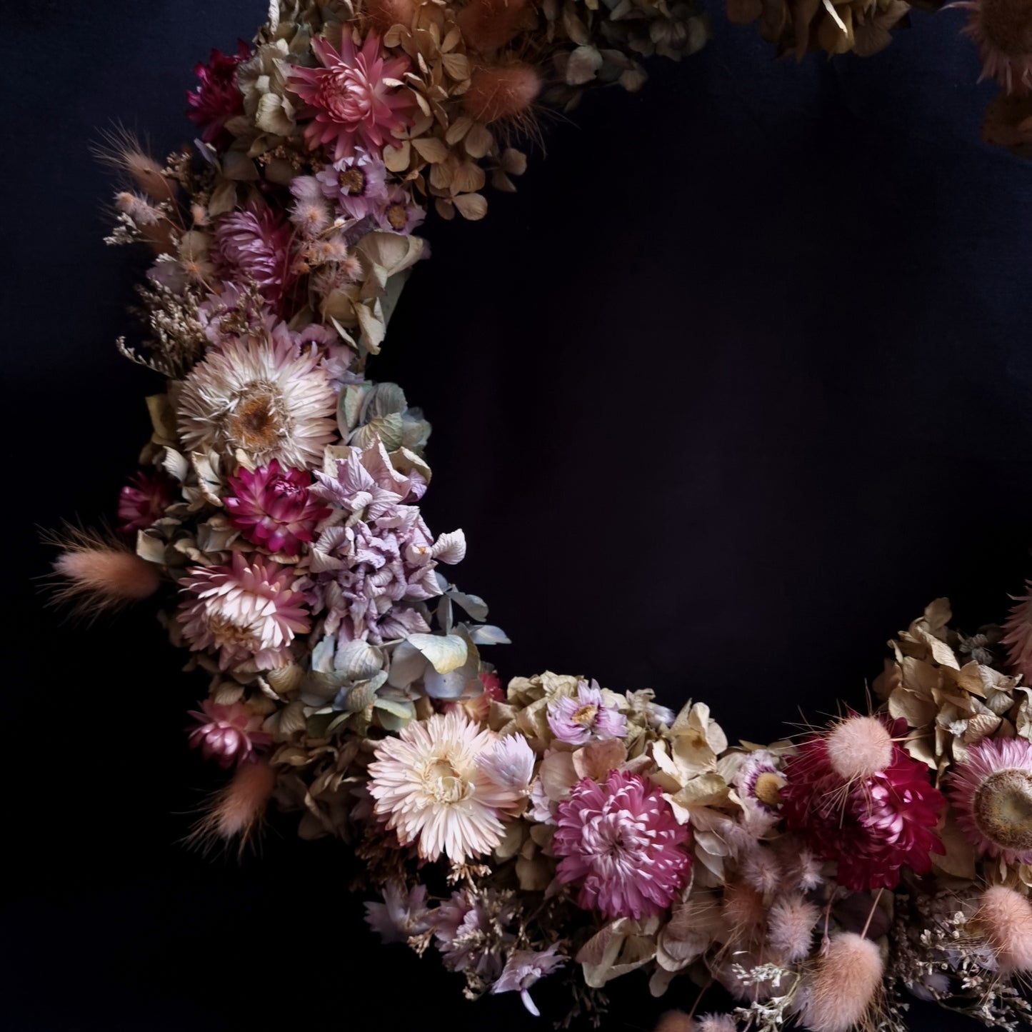 Pink Dried Floral Wreath - Large