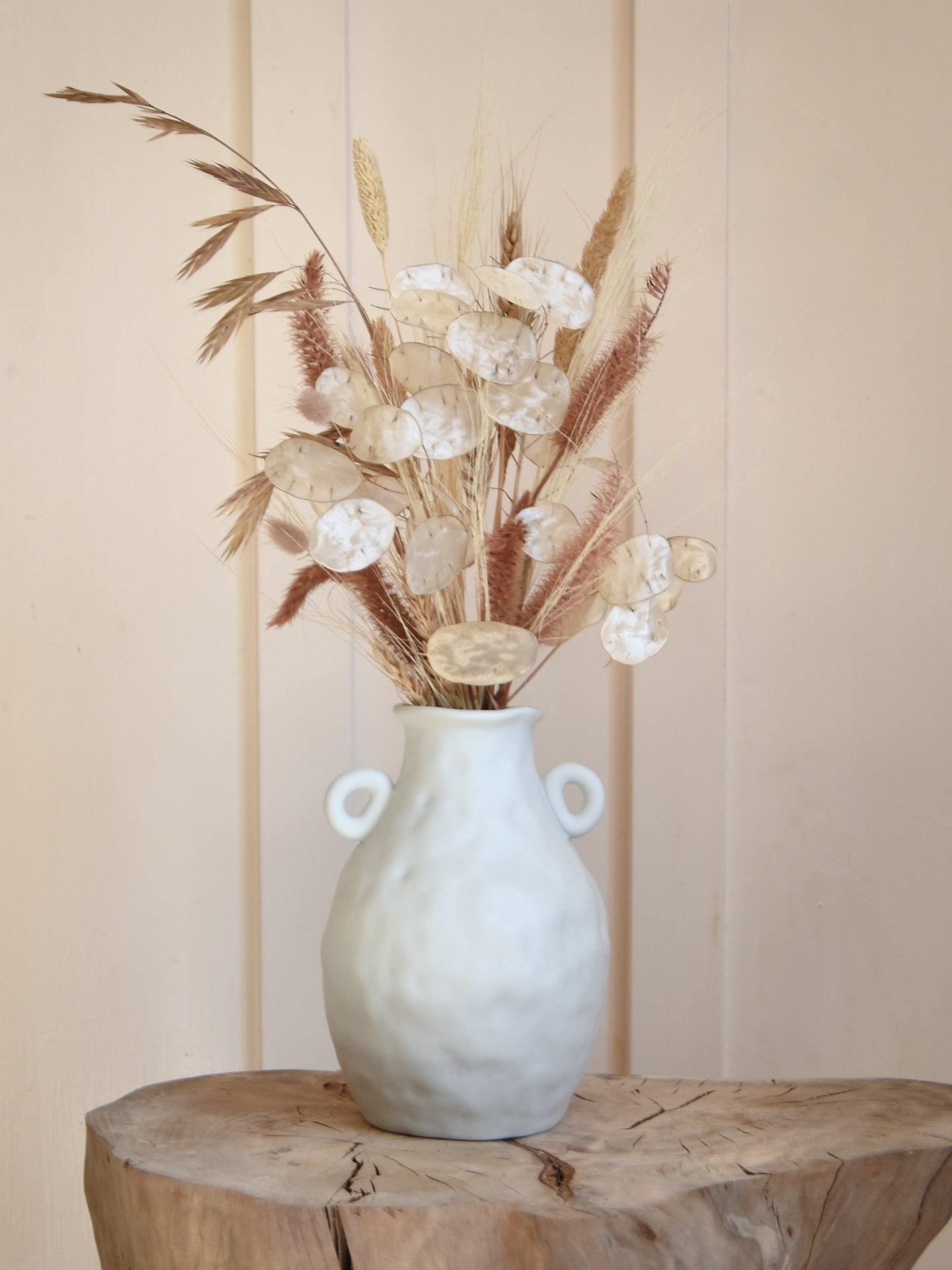 Everlasting Bridal Bouquet in rustic ceramic vase