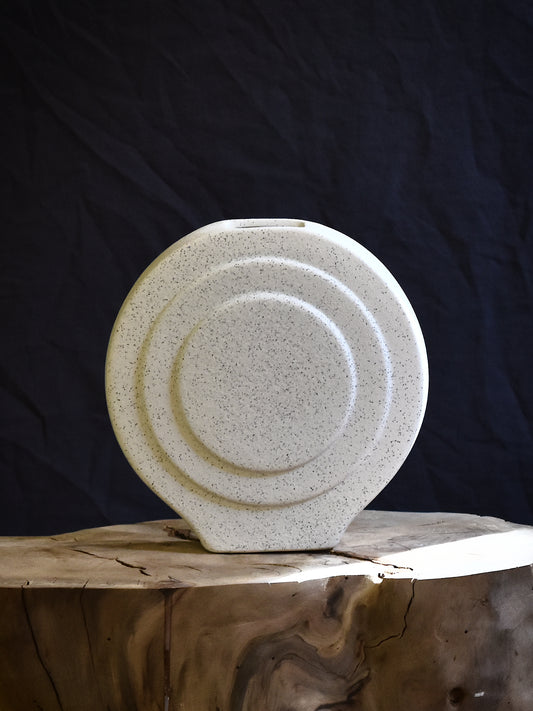 Ceramic Disc Vase - White Pepper